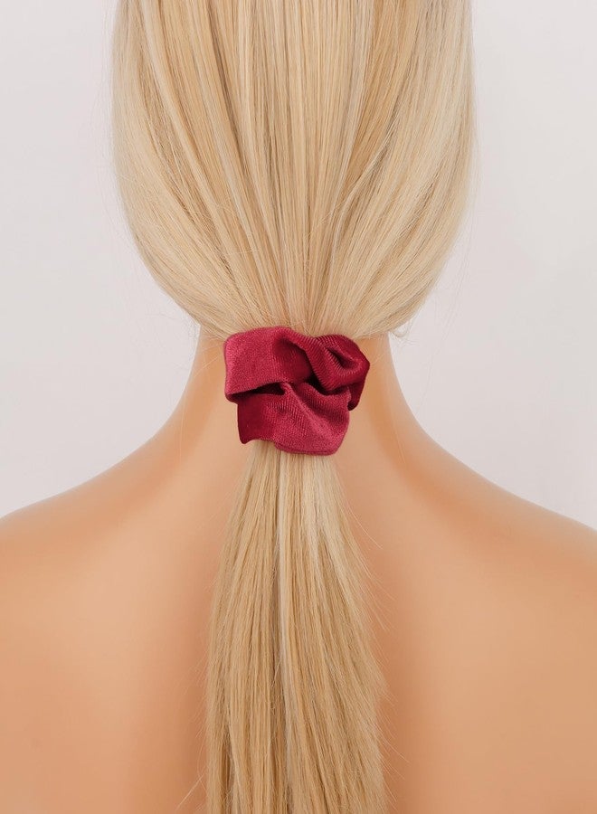 سيماتو ربطات شعر سيماتو المخملية بلون عنابي، قطعتان، إكسسوارات شعر للنساء والفتيات، حامل شعر مرن لذيل الحصان - Image 4